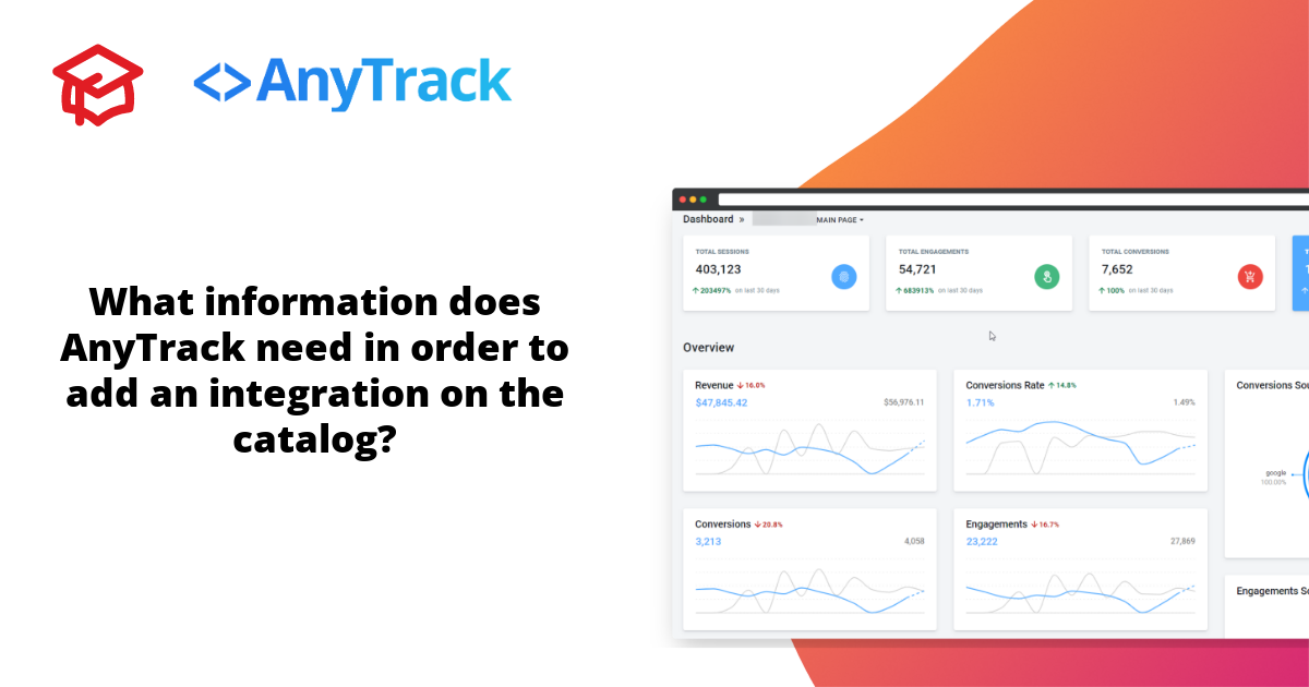 What information does AnyTrack need in order to add an integration on the catalog?